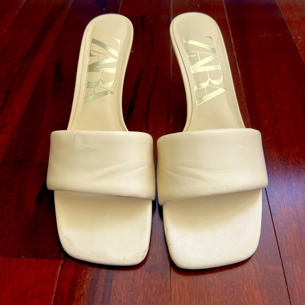 Cream Zara kitten heels, size 38